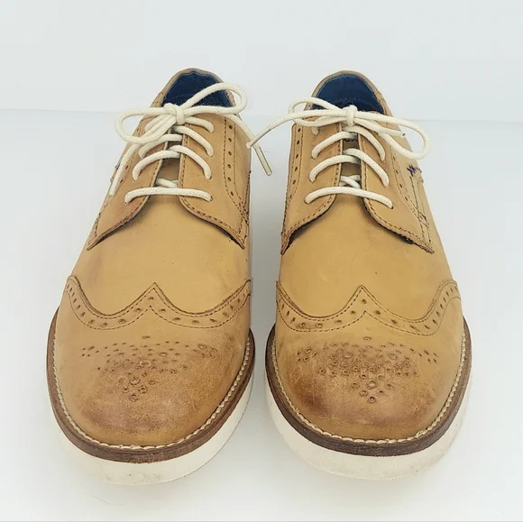 Mexx Tan Leather Women's Wingtip Brogue Shoes - Picture 4 of 13
